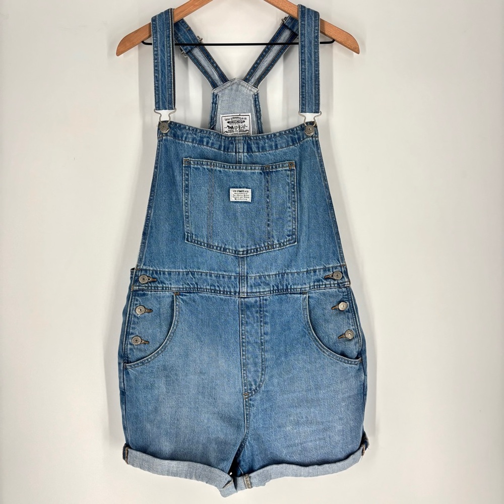 Levi's Light Blue Denim Short Overalls - Picture 2 of 10